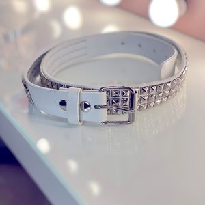 Vintage Spiked White Belt
